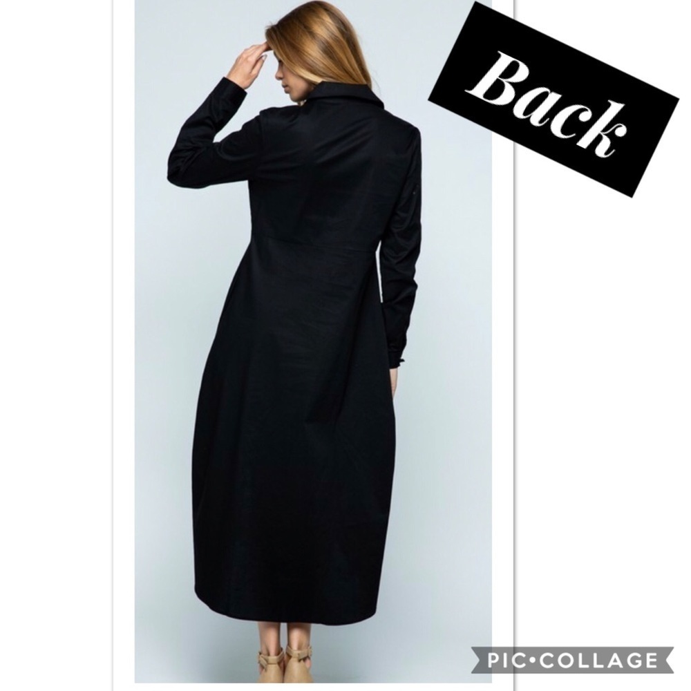 Black Button Down-High Low - Picture 3 of 4